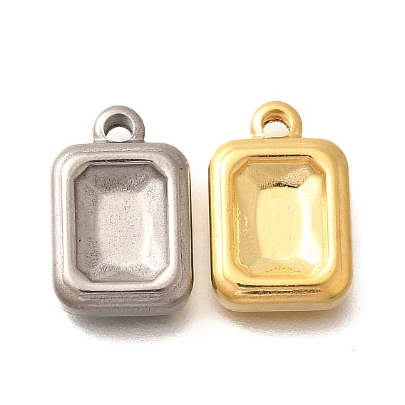 304 прелести нержавеющей стали, прямоугольник амулеты, ионное покрытие (ip)