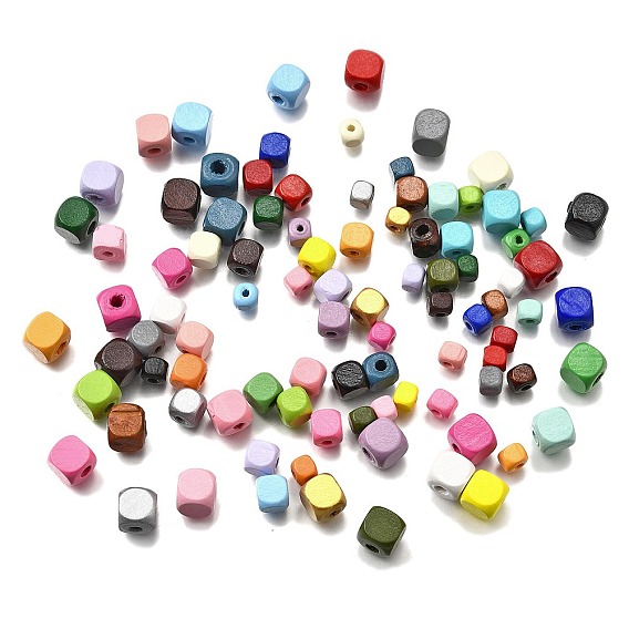 Спрей окрашены деревянные бусины, квадратный