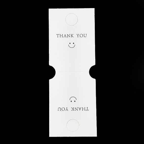 Fold Over Paper Jewelry Display Cards with Hanging Hole, Necklaces and Bracelets Display Cards, Rectangle with Smiling Face Print
