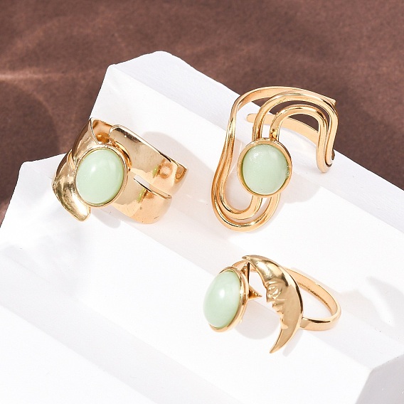 304 открытые кольца манжеты из нержавеющей стали, с синтетическим драгоценным камнем, без свинца, без кадмии и без никеля