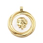 Латунь эмаль подвески, без свинца и без кадмия, долговечный, плоский круглый с человеческим лицом, стойки покрытие, реальный 18 k позолоченный