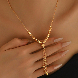 Женские латунные ожерелья с подвеской в виде круглого шара и бусинами