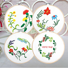 Handmade DIY embroidery fabric kit, embroidery cross-stitch upgrade, frame painting, flower and plant material package