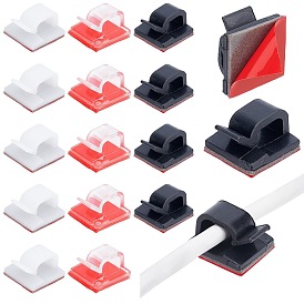 rgecraft 90Pcs 3 Color Square Plastic Upgraded Cable Clips, with Self-Adhesive, Wire Holder Organizer Cord Management for Car, Office and Home