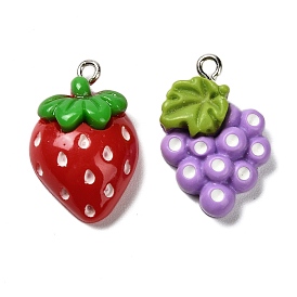 Подвески из непрозрачной смолы с изображением фруктов, с железной платиной петлей