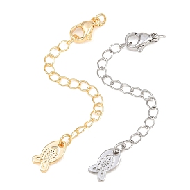 Латунный удлинитель бордюрной цепи, цепочки с застежками-карабинами и подвесками в виде рыбок