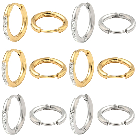 20шт. 2 цвета 304 серьги-кольца из нержавеющей стали, со стразами