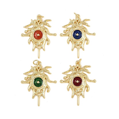 Латунь эмаль подвески, очарование солнца, с прыжковых колец, стойки покрытие, реальный 18 k позолоченный, без свинца и без кадмия, долговечный