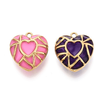 304 нержавеющей стальной эмали подвески, сердце прелести, ионное покрытие (ip), реальный 18 k позолоченный