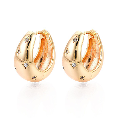 Серьги-кольца в форме капли с микропаве из прозрачных кубических цирконий из латуни