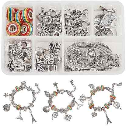 SUNNYCLUE DIY Bracelet Making, with Resin European Beads, Brass & Alloy Tibetan/European Style Beads, Plastic Box