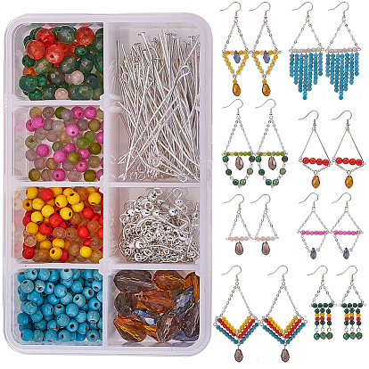 DIY Earring Making, with Natural/Synthetic Gemstone Beads, Iron Cable Chains, Silver-color Iron Eye Pin and Brass Earring Hooks