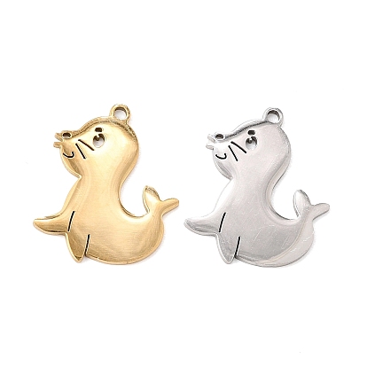 201 Stainless Steel Pendants, Sea Lion Charms