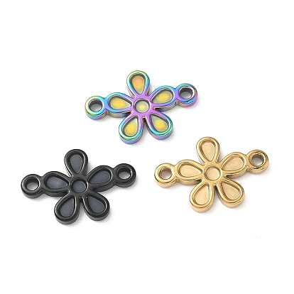 304 оправы для кабошонов из нержавеющей стали, цветок, ионное покрытие (ip)