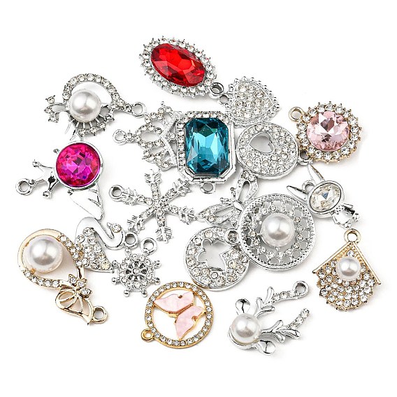 Alloy Rhinestone Pendants, Mixed Shapes