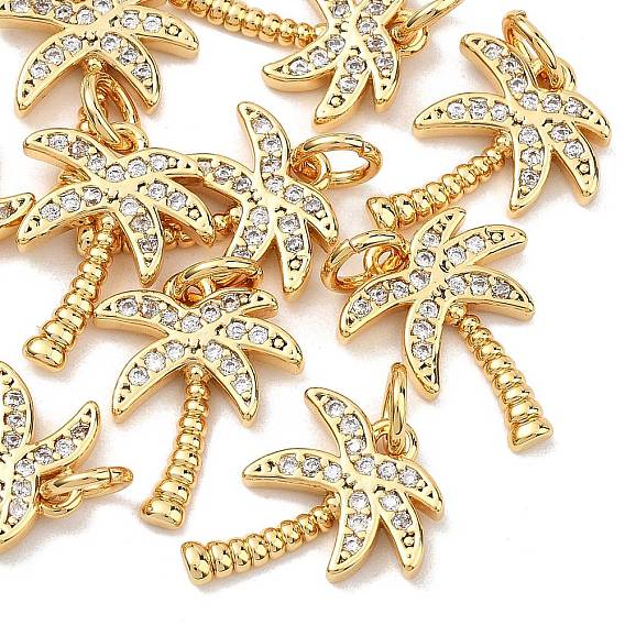 Латунные микропаве прозрачные подвески с фианитом, без кадмия, без никеля и без свинца, прелести пальмы