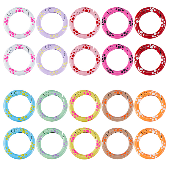 20шт. 10 стили сплав эмалированные пружинные кольца для ворот, кольцо