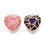 304 нержавеющей стальной эмали подвески, сердце прелести, ионное покрытие (ip), реальный 18 k позолоченный