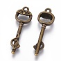 Тибетском стиле сплава Skeleton Key подвески, без кадмия и без свинца, 37x11x5 мм, Отверстие : 2 мм , около 410 шт / 1000 г