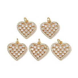 Латунные микропаве прозрачные подвески с фианитом, без кадмия, без никеля и без свинца, сердце прелести
