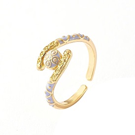 Плоские круглые латунные эмалевые манжеты-кольца для женщин, золотые