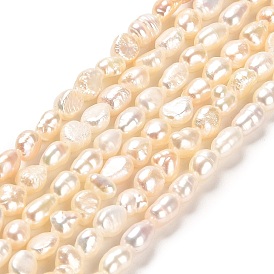 Natural Keshi Pearl Beads Strands, Two Sides Polished, Grade 3A, Baroque Pearls