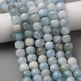 Natural Aquamarine Beads Strands, Old Style Barrel Beads