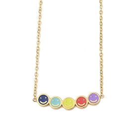 304 ожерелья с подвесками в виде улыбающегося лица из нержавеющей стали с цветной эмалью, долговечный