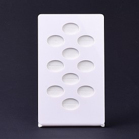 Supports de plateau d'affichage de bagues en acrylique rectangle, avec 10 porte-grilles, boîte de rangement de bijoux