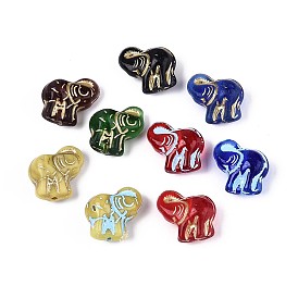 Стеклянные бусины, слон, золотой металл обвитыми