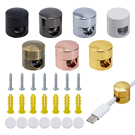 7 шт. 7 цвета алюминиевые зажимы для укладки кабеля, для ТВ ПК кабель Ethernet под столом домашний офис на открытом воздухе, с железным винтом и пластиковым дюбелем, 8шт. акриловые самоклеящиеся наклейки, плоско-круглые