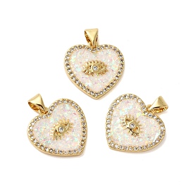 Латунные микро проложить кубического циркония подвески, с синтетическим опалом, долговечный, без свинца и без кадмия, сердце с сглаза