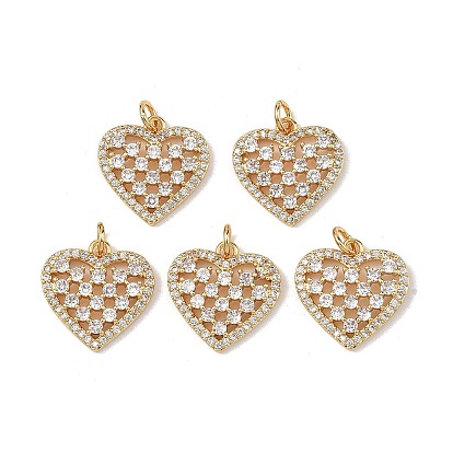 Латунные микропаве прозрачные подвески с фианитом, без кадмия, без никеля и без свинца, сердце прелести