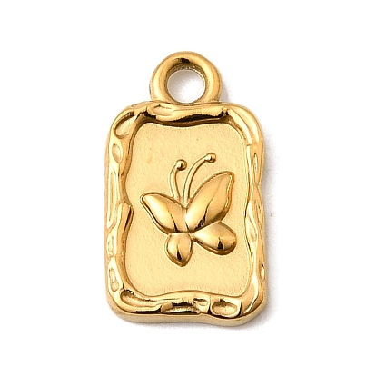 304 прелести нержавеющей стали, ионное покрытие (ip), прямоугольник с подвеской в виде бабочки