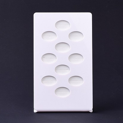 Supports de plateau d'affichage de bagues en acrylique rectangle, avec 10 porte-grilles, boîte de rangement de bijoux