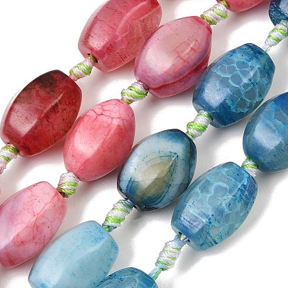 Natural Dragon Veins Agate Beads Strands, Dyed & Heated, Lantern