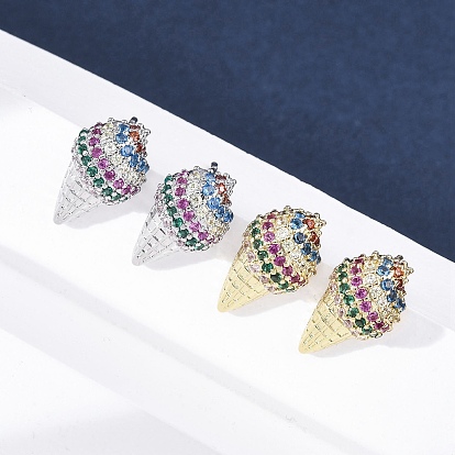 Латунные микро проложить серьги стержня кубического циркония, стойки покрытие, долговечный, без свинца и без кадмия, мороженое