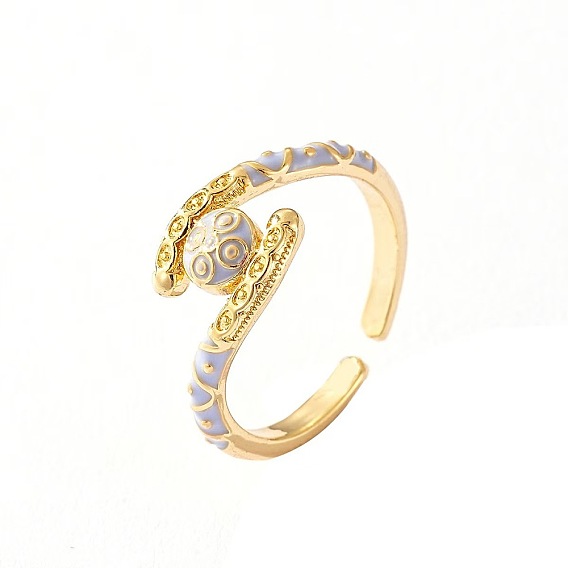 Плоские круглые латунные эмалевые манжеты-кольца для женщин, золотые