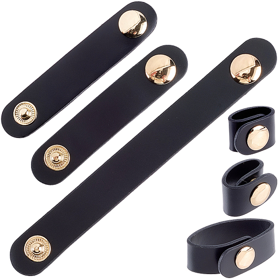 6шт. 3 варианты: кожаные ремешки из коровьей кожи с золотистой металлической застежкой-кнопкой, шнур организатор, для фиксации ручки кожаной сумки