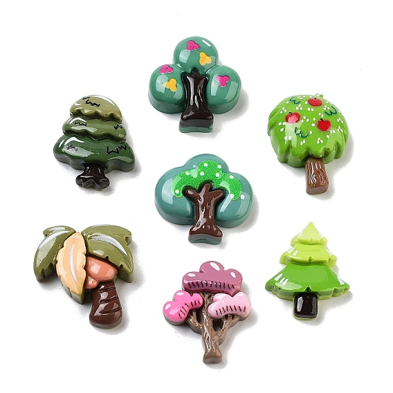 Симпатичные кабошоны из непрозрачной смолы для декодирования, дерево смешанные формы