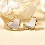 Серьги-пусеты из латуни с микропаве и прозрачным фианитом, с оболочкой, долговечный, без свинца и без кадмия, сердце
