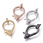 Brass Micro Pave Cubic Zirconia Lobster Claw Clasps, with Bail Beads/Tube Bails, Long-Lasting Plated