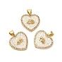 Латунные микро проложить кубического циркония подвески, с синтетическим опалом, долговечный, без свинца и без кадмия, сердце с сглаза
