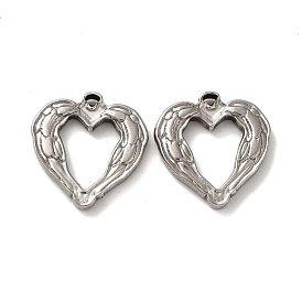 Valentine's Day 304 Stainless Steel Pendants, Heart with Wing