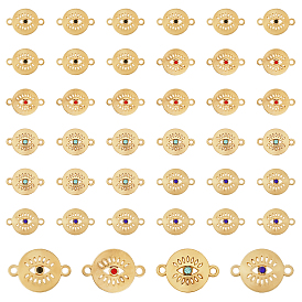 40 шт. 4 цветные подвески из сплава, со стразами, плоские круглые звенья с ушком, золотые