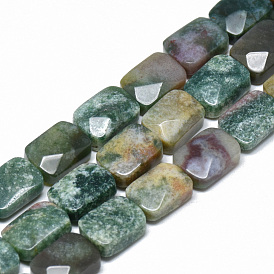 Natural Indian Agate Bead Strands, Faceted, Rectangle