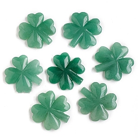 Natural Green Aventurine Carved Healing Clover Figurines, Reiki Energy Stone Display Decorations
