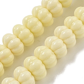 Synthetic Coral Carved Beads Strands, Dyed, Pumpkin