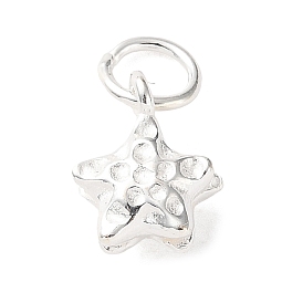 925 текстурированные подвески-звездочки из стерлингового серебра с соединительными кольцами