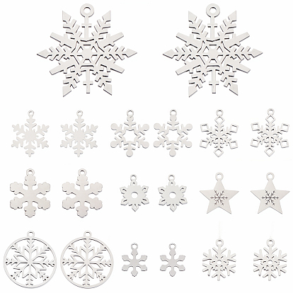 20 шт. 10 стили 304 и 201 подвески из нержавеющей стали, лазерная резка, снежинка очарование